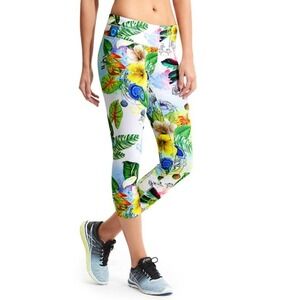 Athleta Multicolor Tropical Floral Sonar Print Capri Leggings Small Yoga Gym